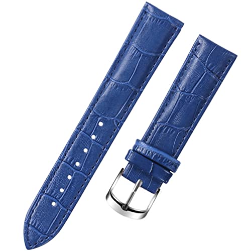 LUGEMA 8 10 12 14 15 16 17 18 19 20 mm echtes Lederarmband Uhrenarmband Armbanduhren Band weiblich rot weiß schwarz(Blue,12mm) von LUGEMA