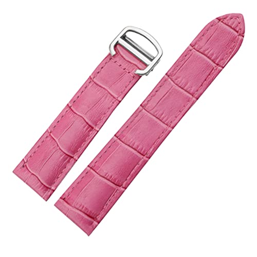 LUGEMA Armband echtes Leder Watch Strap 18/20 / 22mm Armband Compatible With Männer/Frau ersetzen Uhrenarmbande Compatible With Cartier Tank Solo (Color : Rose red Silver, Size : 20mm) von LUGEMA