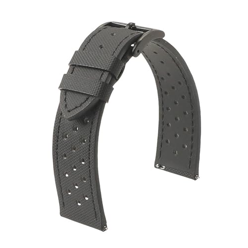 LUGEMA Atmungsaktives Segeltuch-Uhrenarmband 18 Mm 19 Mm 20 Mm 22 Mm Nylon Wasserdicht Herren Damen Schnellverschluss-Uhrenarmband(Black bk line 2,22mm) von LUGEMA