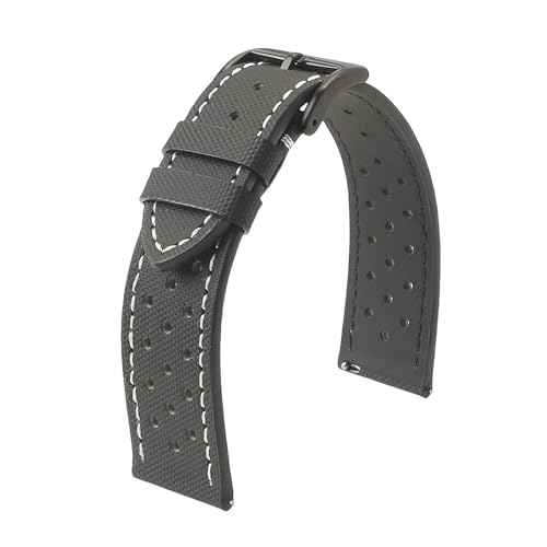 LUGEMA Atmungsaktives Segeltuch-Uhrenarmband 18 Mm 19 Mm 20 Mm 22 Mm Nylon Wasserdicht Herren Damen Schnellverschluss-Uhrenarmband(Black wh line 2,22mm) von LUGEMA