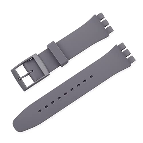 LUGEMA Bonbonfarbenes Silikonarmband, kompatibel mit Swatch 12 mm, 16 mm, 17 mm, 19 mm, 20 mm, transparent, modisches Ersatzarmband, Uhrenzubehör (Color : Grey, Size : 12mm) von LUGEMA