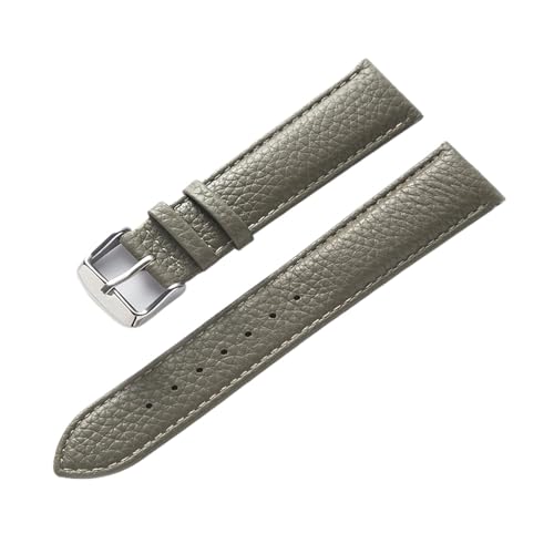 LUGEMA Echtes Leder Litschi-Muster, Weiches Lederarmband, Herren-Damen-Dornschließe, Elefantengrau, Aprikose, Lila, Uhrenarmband-Zubehör(Elephant Grey,17mm) von LUGEMA
