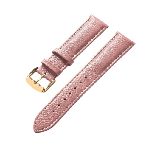 LUGEMA Echtes Leder Litschi-Muster, Weiches Lederarmband, Herren-Damen-Dornschließe, Elefantengrau, Aprikose, Lila, Uhrenarmband-Zubehör(Lotus root gold,22mm) von LUGEMA