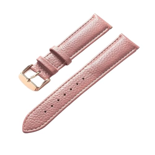 LUGEMA Echtes Leder Litschi-Muster, Weiches Lederarmband, Herren-Damen-Dornschließe, Elefantengrau, Aprikose, Lila, Uhrenarmband-Zubehör(Lotus root roses,13mm) von LUGEMA