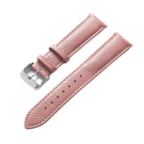 LUGEMA Echtes Leder Litschi-Muster, Weiches Lederarmband, Herren-Damen-Dornschließe, Elefantengrau, Aprikose, Lila, Uhrenarmband-Zubehör(Lotus root starch,14mm) von LUGEMA