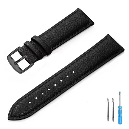 LUGEMA Echtes Leder Uhrenarmband 12mm 14mm 16mm 18mm 20mm 22mm Uhrenarmband for Mann Frauen(Black-BK,20mm) von LUGEMA