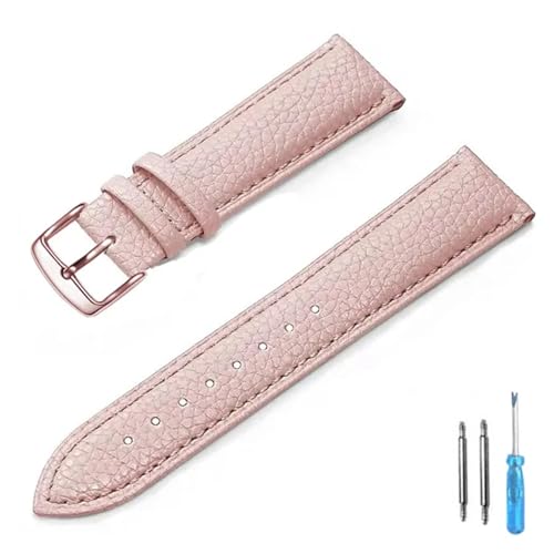 LUGEMA Echtes Leder Uhrenarmband 12mm 14mm 16mm 18mm 20mm 22mm Uhrenarmband for Mann Frauen(Pink-RG,12mm) von LUGEMA