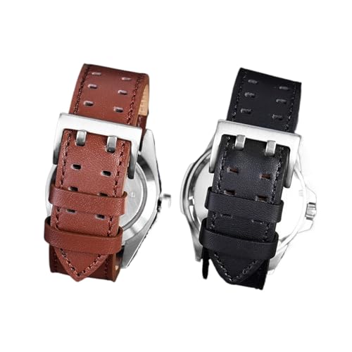 LUGEMA Echtes Leder Uhrenarmband Kompatibel mit Hammi Hamilton Air Field Jazz Khaki Series Klassische Lederuhrband 20 22mm Männer (Color : Brown Brown -steel, Size : 22mm) von LUGEMA