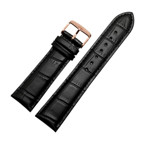 LUGEMA Echtleder-Uhrenarmband For Damen Und Herren, Kompatibel Mit Armani AR1945 1946 AR2500 2502 1981, Rindsleder-Uhrenarmband 14 18 20 22 Mm Armband(Black-rosegold,22mm) von LUGEMA
