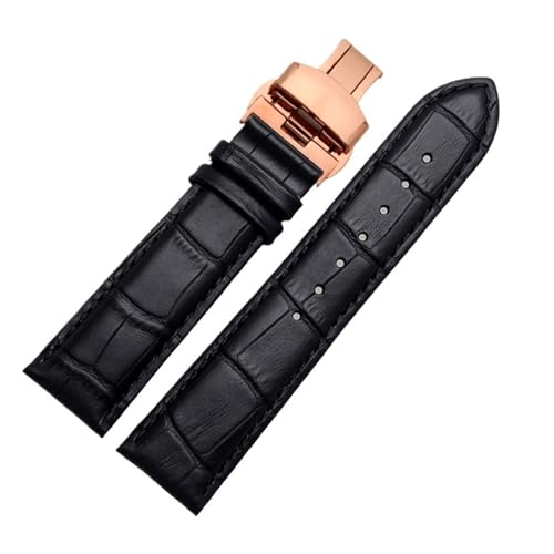 LUGEMA Echtleder-Uhrenarmband For Damen Und Herren, Kompatibel Mit Armani AR1945 1946 AR2500 2502 1981, Rindsleder-Uhrenarmband 14 18 20 22 Mm Armband(Black-rosegold B,22mm) von LUGEMA
