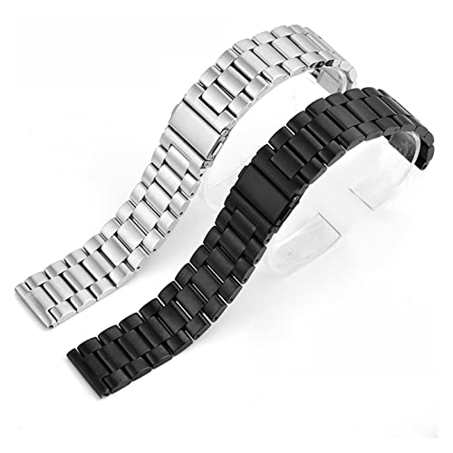 LUGEMA Edelstahl-Uhr-Uhr-Band 18mm 20mm 22mm 24mm Strap-Armbanduhr-Uhr-Ersatz-Armband-Gürtel (Color : Silver, Size : 22mm) von LUGEMA