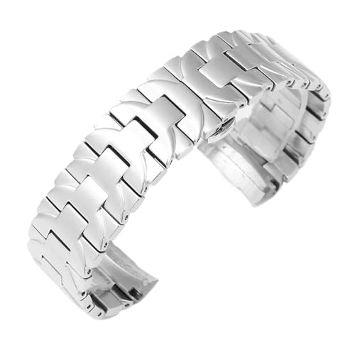 LUGEMA Edelstahl-Uhrenarmband, Kompatibel Mit Panerai Semen Sterculiae, Damen-Stahlband, Kompatibel Mit Pam111 Pam441, Herren-Armband Mit Arc-Mouth-Schwarz, 22 Mm, 24 Mm(Steel,22mm) von LUGEMA