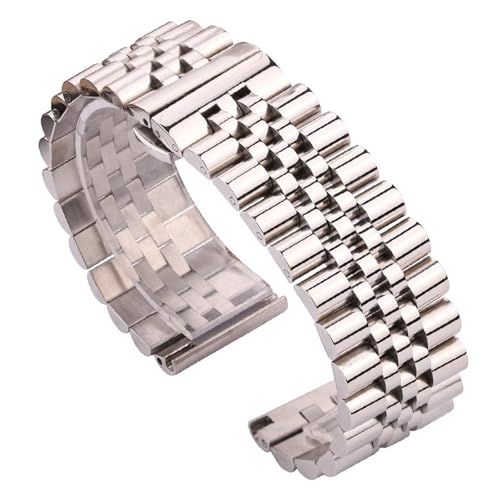 LUGEMA Edelstahlarmband Uhrenarmband Damen Herren Silber Poliert Armband 16 18 19 20 21 22 Mm Metall Uhrenarmband Zubehör(18mm) von LUGEMA