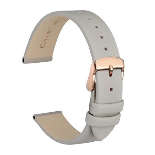 LUGEMA Elegantes Uhrenarmband Aus Echtem Leder, 8 Mm, 10 Mm, 12 Mm, 14 Mm, 16 Mm, 18 Mm, 20 Mm, 22 Mm, Ersatzbänder For Damen-Damenarmband(Grey-Rose,22mm) von LUGEMA
