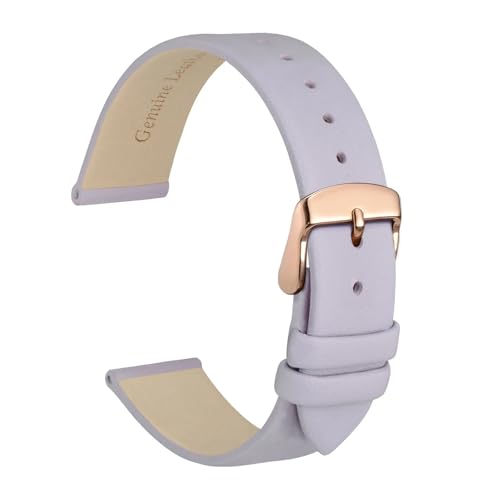 LUGEMA Elegantes Uhrenarmband Aus Echtem Leder, 8 Mm, 10 Mm, 12 Mm, 14 Mm, 16 Mm, 18 Mm, 20 Mm, 22 Mm, Ersatzbänder For Damen-Damenarmband(Lilac-Rose,12mm) von LUGEMA