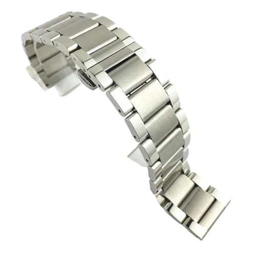 LUGEMA Ersatz-Uhrenarmband Aus Edelstahl, Glänzend, Matt, Zweifarbig, Mit Schmetterlingsschnalle, Uhrenarmband 1618202122232426mm(Glossy Matte silver,22mm) von LUGEMA