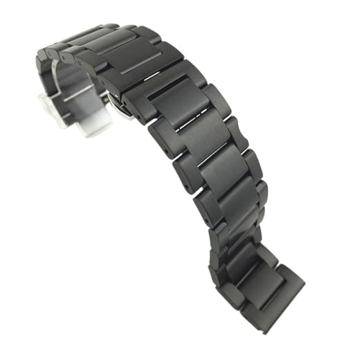 LUGEMA Ersatz-Uhrenarmband Aus Edelstahl, Glänzend, Matt, Zweifarbig, Mit Schmetterlingsschnalle, Uhrenarmband 1618202122232426mm(Matte Black,26mm) von LUGEMA