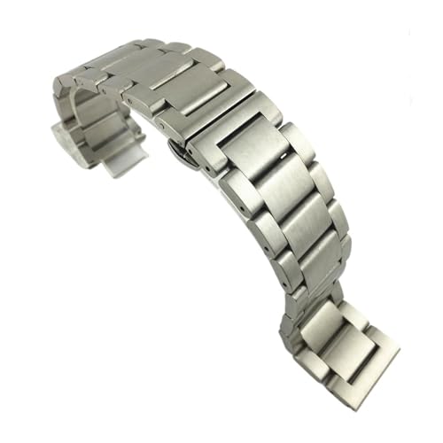 LUGEMA Ersatz-Uhrenarmband Aus Edelstahl, Glänzend, Matt, Zweifarbig, Mit Schmetterlingsschnalle, Uhrenarmband 1618202122232426mm(Matte Silver,21mm) von LUGEMA