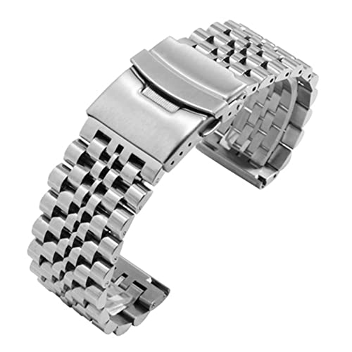 LUGEMA Fine Stahl Armband 20mm 22mm Schwarz Silber Armband Ersatzmetallband Kompatibel mit Herren Edelstahl Watchkette (Color : White Black, Size : 20mm) von LUGEMA