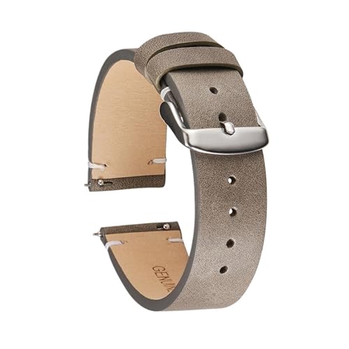 LUGEMA Handgefertigtes Uhrenarmband, Weich, Dünn, 18 Mm, 20 Mm, 22 Mm, Echtes Leder, Kalbsleder, Schnellverschluss-Armband, Retro-Armband(GRAY,18mm) von LUGEMA