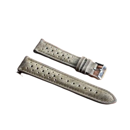 LUGEMA Handgefertigtes Uhrenarmband, weiches Echtleder, 18 mm, 20 mm, 22 mm, 24 mm, poröses Belüftungsarmband, Ersatz, kompatibel mit Uhren (Farbe: Grün, Größe: 22 mm) von LUGEMA