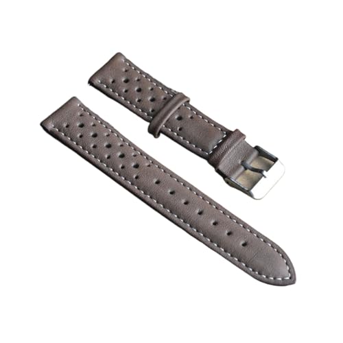 LUGEMA Handgefertigtes Uhrenarmband, weiches Echtleder, 18 mm, 20 mm, 22 mm, 24 mm, poröses Belüftungsarmband, Ersatz, kompatibel mit Uhren (Farbe: helles Kaffeebraun, Größe: 18 mm) von LUGEMA