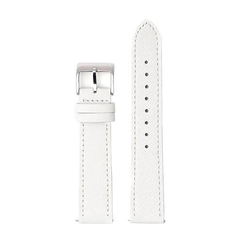 LUGEMA Handgefertigtes Uhrenarmband Aus Echtem Leder, 18 Mm, 20 Mm, 22 Mm, Weiches Rindsleder, Uhrenarmband Mit Schnellverschluss(White white line,18mm) von LUGEMA