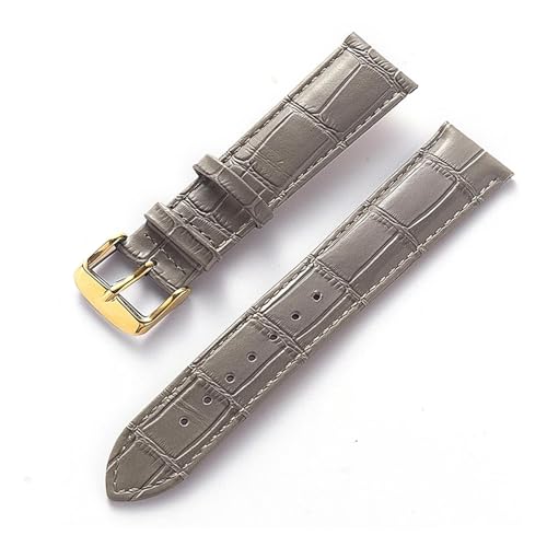 LUGEMA Herren-Damen-Lederarmband, kompatibel mit Cartier Tank London Solo Key Faltschließe 17, 18, 20, 22 mm, Leder-Uhrenarmband-Zubehör(Grey Gold Buckle,15) von LUGEMA
