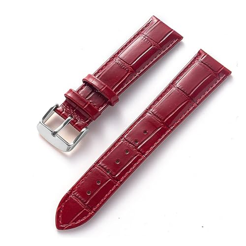LUGEMA Herren-Damen-Lederarmband, kompatibel mit Cartier Tank London Solo Key Faltschließe 17, 18, 20, 22 mm, Leder-Uhrenarmband-Zubehör(Red,13) von LUGEMA