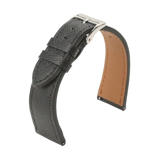 LUGEMA Hochwertige Uhrenarmbänder Aus Kalbsleder, Saffiano-Armbänder, 18 Mm, 20 Mm, 22 Mm, Armband, Armbanduhren, Zubehör(Black 1,18mm) von LUGEMA
