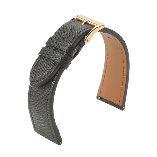 LUGEMA Hochwertige Uhrenarmbänder Aus Kalbsleder, Saffiano-Armbänder, 18 Mm, 20 Mm, 22 Mm, Armband, Armbanduhren, Zubehör(Black 3,22mm) von LUGEMA