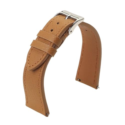 LUGEMA Hochwertiges Uhrenarmband Aus Saffiano-Leder Mit Schnellverschluss, Vintage-Stil, 18 Mm, 20 Mm, 22 Mm(Brown 1,20mm) von LUGEMA
