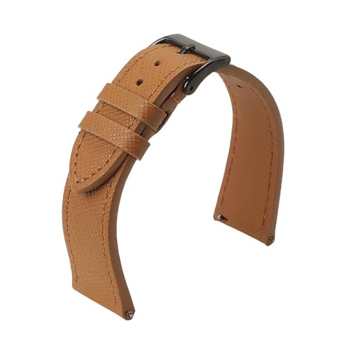 LUGEMA Hochwertiges Uhrenarmband Aus Saffiano-Leder Mit Schnellverschluss, Vintage-Stil, 18 Mm, 20 Mm, 22 Mm(Brown 2,20mm) von LUGEMA