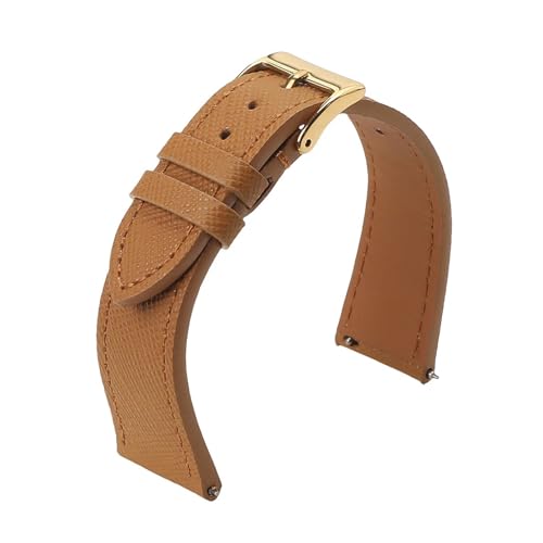 LUGEMA Hochwertiges Uhrenarmband Aus Saffiano-Leder Mit Schnellverschluss, Vintage-Stil, 18 Mm, 20 Mm, 22 Mm(Brown 3,18mm) von LUGEMA
