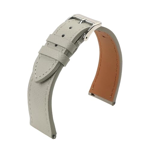 LUGEMA Hochwertiges Uhrenarmband Aus Saffiano-Leder Mit Schnellverschluss, Vintage-Stil, 18 Mm, 20 Mm, 22 Mm(Grey 1,22mm) von LUGEMA