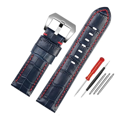 LUGEMA Hochwertiges Wasserdichtes Uhrenarmband, Kompatibel Mit Panerai PAM688 441/1313, Rindsleder, Herren-Uhrenarmband, Zubehör, 22 Mm, 24 Mm, 26 Mm(A blue-silver,26mm) von LUGEMA