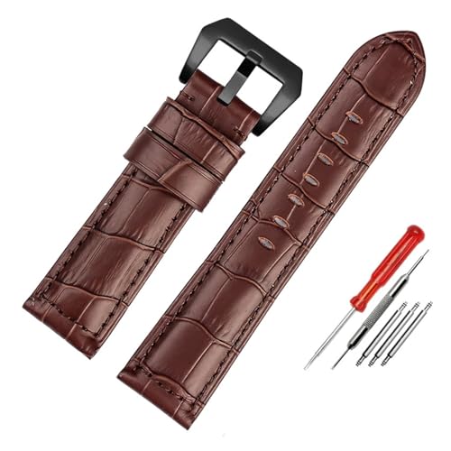 LUGEMA Hochwertiges Wasserdichtes Uhrenarmband, Kompatibel Mit Panerai PAM688 441/1313, Rindsleder, Herren-Uhrenarmband, Zubehör, 22 Mm, 24 Mm, 26 Mm(Brwon-black,22mm) von LUGEMA