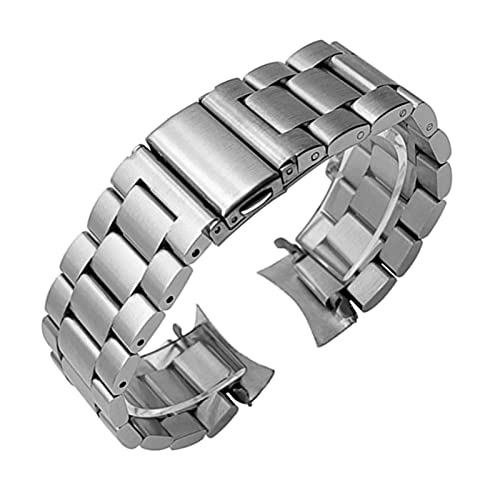 LUGEMA Hq. Edelstahl-Armband for Samsung Galaxy Watch S3 46mm SM-R800. Sportband gekrümmte Endrippe Handgelenk Armband Silber Schwarz (Color : Silver, Size : 22mm) von LUGEMA