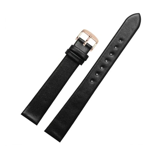 LUGEMA Kompatibel Mit Armani Damen-Lederarmband Ar1911 Ar1910 Ar1802 Lederarmband Schwarz Braun Rot 14 Mm(01-Black(PW)-Rose-K1) von LUGEMA