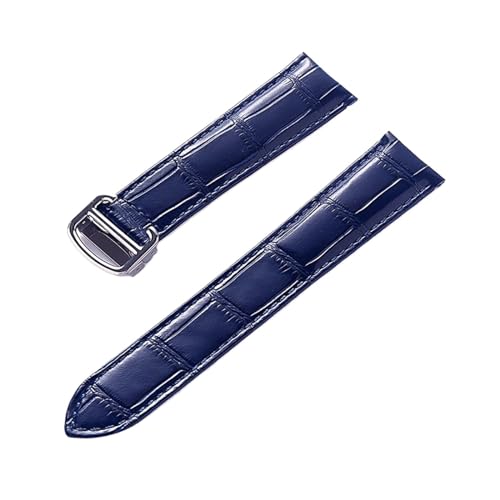 LUGEMA Kompatibel Mit Cartier London Solo Key Lederarmband Faltschließe Rot Blau Grau Grün Braun Leder Uhrenarmband Zubehör (Color : Dark blue, Size : 16) von LUGEMA