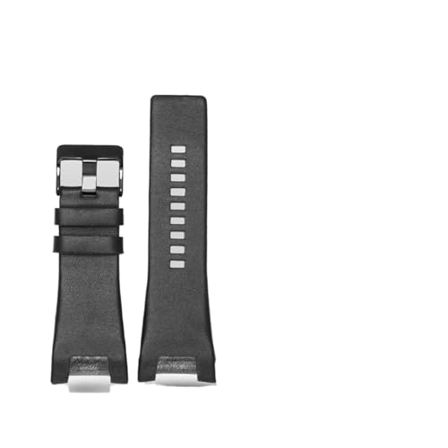 LUGEMA Kompatibel mit demsel. DZ4246 DZ127. 3b armband 32 * 17mm einfach schwarz dunkelbraun echtes leder aus echtes leder stahlverschluss watchband gurt engagierte männer (Color : A black black, Si von LUGEMA