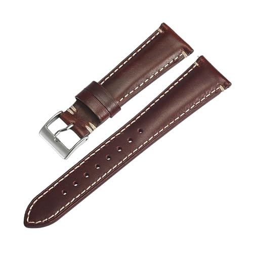 LUGEMA Leder-Uhrenarmbänder 18 mm 20 mm Herrenarmband 22 mm 24 mm Vintage-Seitenstich-Leder-Uhrenarmbänder(Dark brown,24mm) von LUGEMA
