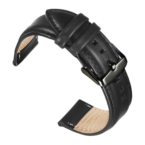 LUGEMA Leder-Uhrenarmband, Ersatzgürtel, Schwarzer Verschluss, Uhrenarmband, 20 Mm, 22, Luxuriöses(Black-Black,22mm) von LUGEMA