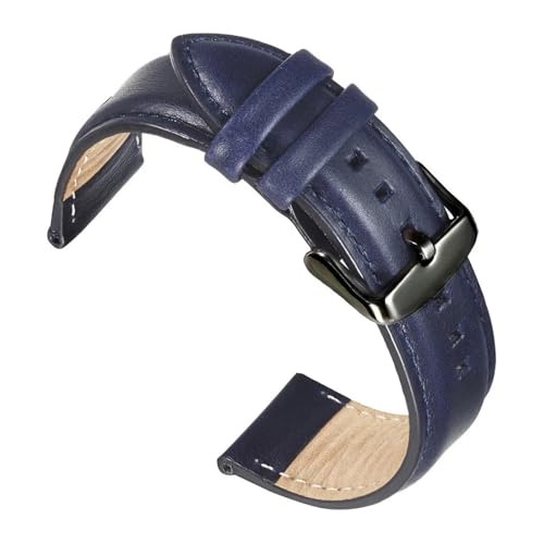 LUGEMA Leder-Uhrenarmband, Ersatzgürtel, Schwarzer Verschluss, Uhrenarmband, 20 Mm, 22, Luxuriöses(Blue-Black,22mm) von LUGEMA
