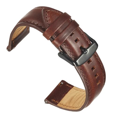 LUGEMA Leder-Uhrenarmband, Ersatzgürtel, Schwarzer Verschluss, Uhrenarmband, 20 Mm, 22, Luxuriöses(Dark brown-Black,22mm) von LUGEMA