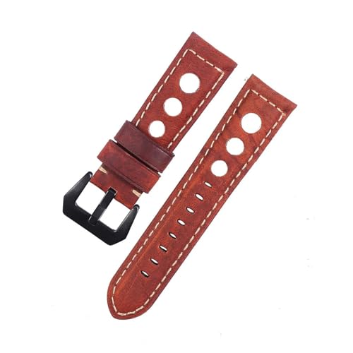 LUGEMA Leder Uhrenarmband Vintage 20mm 22mm 24mm Herren Echtband Gürtel Braun Schwarz(B2,24mm) von LUGEMA