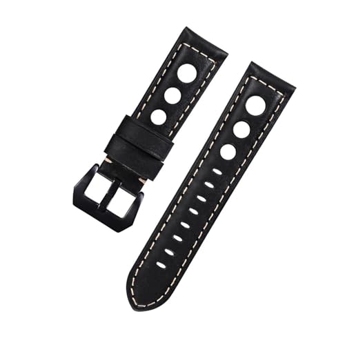 LUGEMA Leder Uhrenarmband Vintage 20mm 22mm 24mm Herren Echtband Gürtel Braun Schwarz(B4,20mm) von LUGEMA