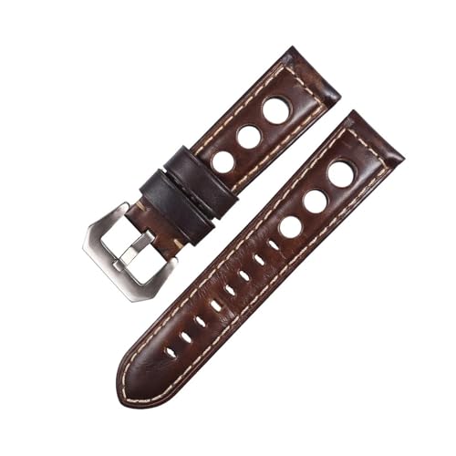 LUGEMA Leder Uhrenarmband Vintage 20mm 22mm 24mm Herren Echtband Gürtel Braun Schwarz(S1,22mm) von LUGEMA