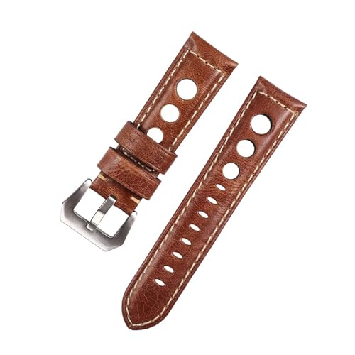 LUGEMA Leder Uhrenarmband Vintage 20mm 22mm 24mm Herren Echtband Gürtel Braun Schwarz(S3,24mm) von LUGEMA