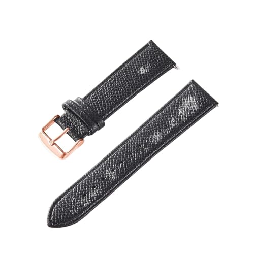 LUGEMA Lederband Kalbsleder Royal Blau Grün Rosa Weiß 18MM 20MM 22MM 24MM Band Zubehör(Black rose buckle,20mm) von LUGEMA